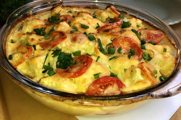 Couve-flor cremosa no forno leve e deliciosa para o seu almoço ou jantar