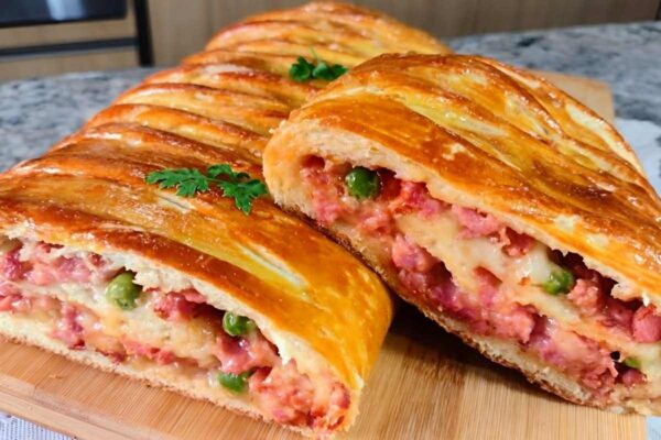 Pão recheado com linguiça e requeijão muito fofinho saboroso e perfeito para o lanche