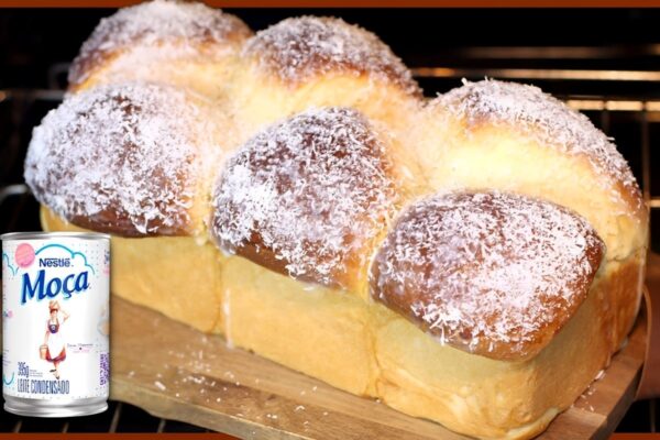 Receita de pão caseiro de leite condensado que rende 2 pães fofinhos e deliciosos