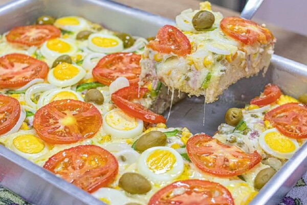 Torta pizza portuguesa para você não precisar comprar pizza em casa essa semana