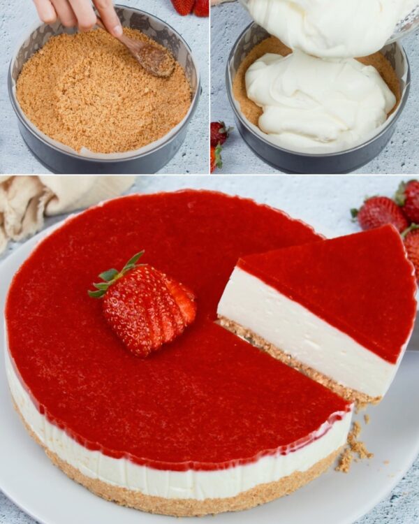 Cheesecake com morangos: fresco e delicioso, a sobremesa perfeita para um jantar especial!