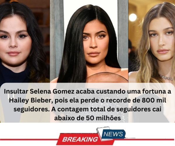 Insultar Selena Gomez acaba custando uma fortuna a Hailey Bieber, pois ela perde o recorde de 800 mil seguidores. A contagem total de seguidores cai abaixo de 50 milhões