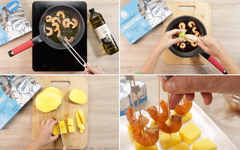 pincho de langostino y mango paso a paso pincho de langostino y mango paso a paso