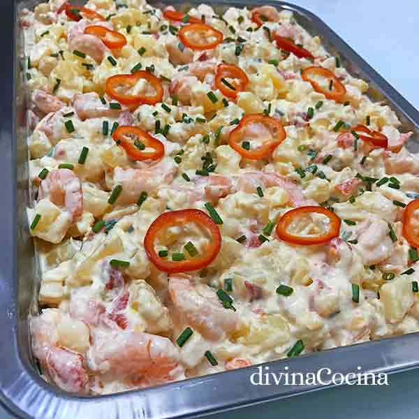 Ensaladilla de rape y gambas