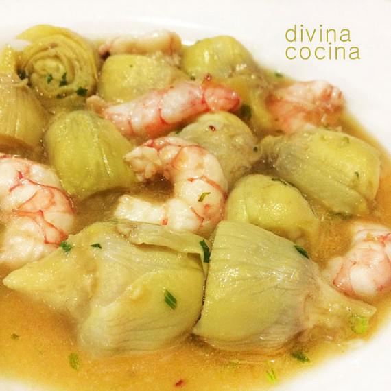 alcachofas-con-langostinos-plato alcachofas-con-langostinos-plato