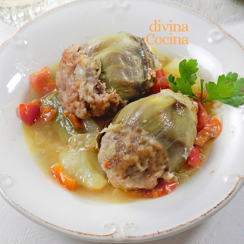 alcachofas rellenas de carne