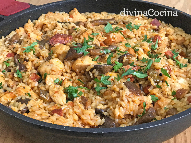 receta con pollo arroz pollo setas champiñones