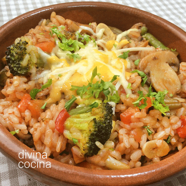Arroz hortelano al queso