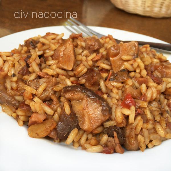 Arroz montañés con carne y setas
