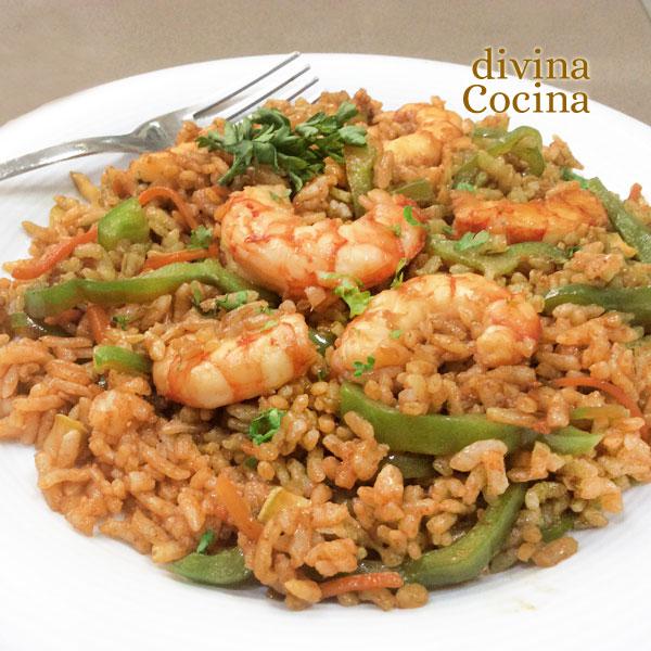 Arroz thai con langostinos