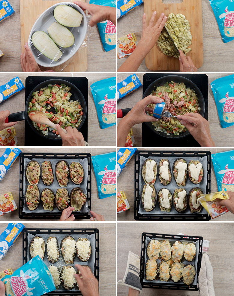 berenjenas rellenas de atun paso a paso