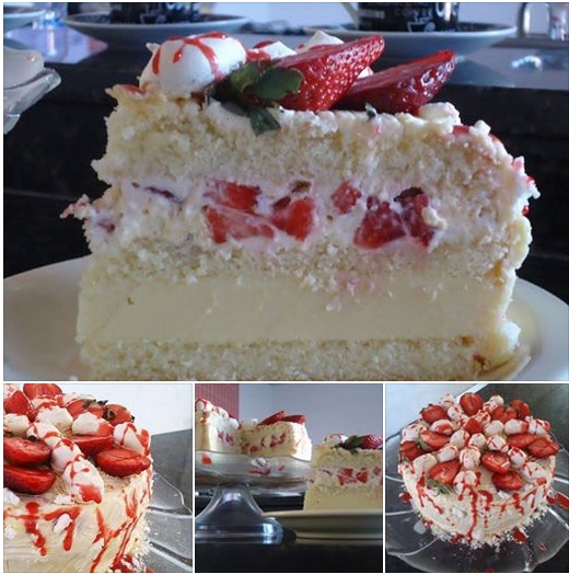 Bolo Alpes Suíços com Morangos