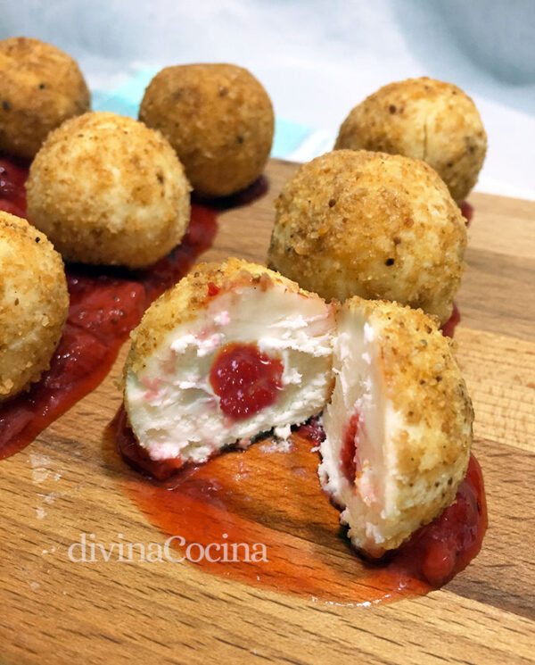 Bombones de queso de cabra y mermelada