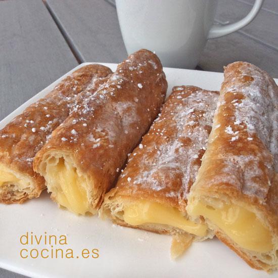 Cañas de hojaldre y crema