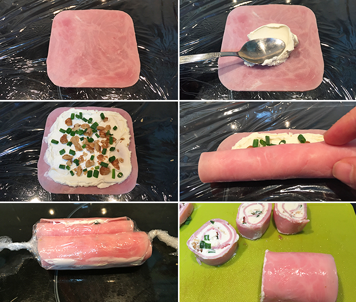 canapes rollitos jamon queso paso a paso