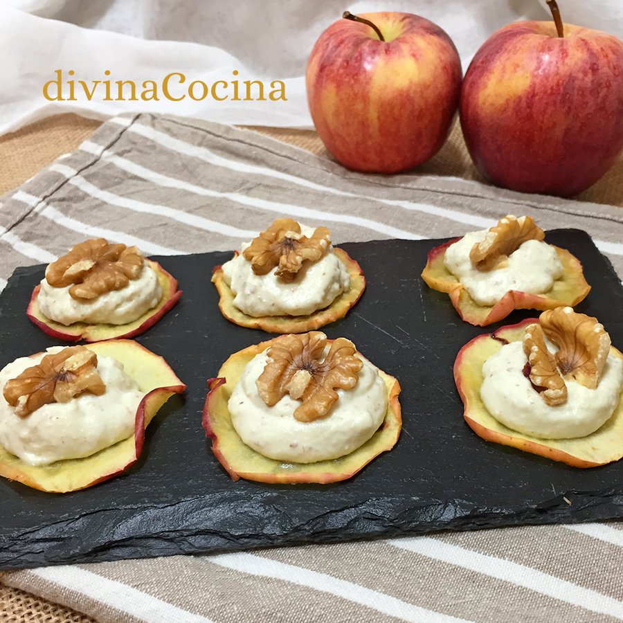 receta de chips manzana crema de queso chips de manzana con queso nueces