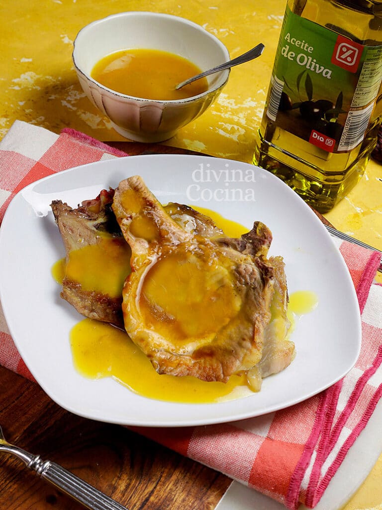 chuletas de cerdo a la naranja