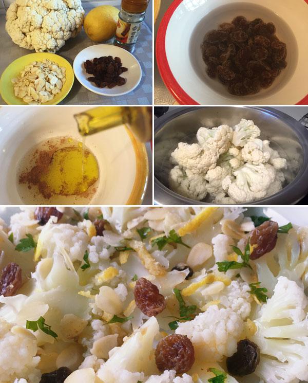 coliflor con pasas y almendras paso a paso coliflor con pasas y almendras paso a paso