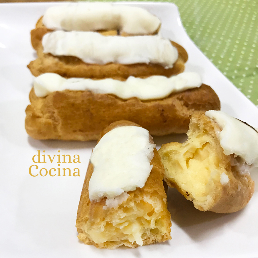 receta de eclairs de crema