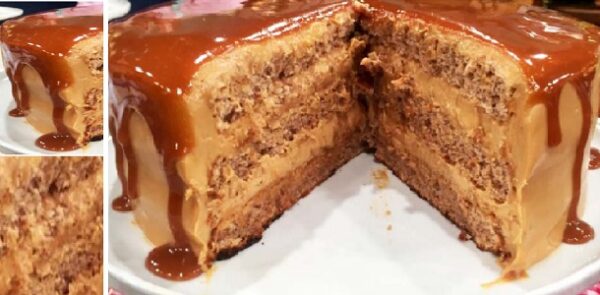 Esta Torta de dulce de leche y nuez cubierta con dulce de leche arraso en todo el mundo, que Dulzura y Perfecta!