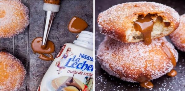 Esta receta de Donitas Rellenas de Dulce de Leche es tan fácil y salen súper deliciosas, Si te gusta dinos HOLA y dale a Me Gusta MIREN …