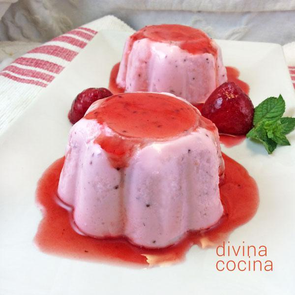 Flan de fresas con nata