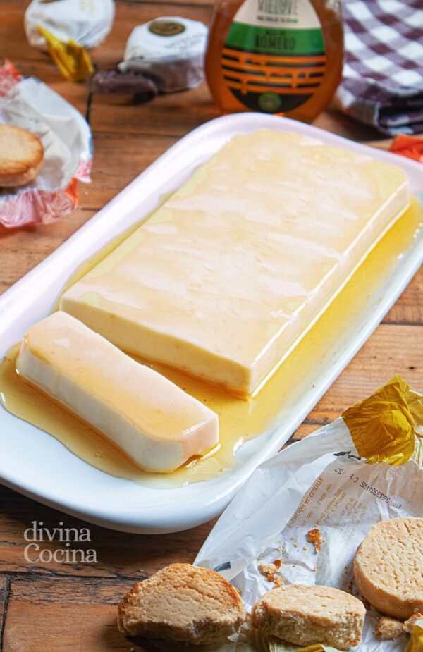 Flan de mantecados sin horno ni huevo
