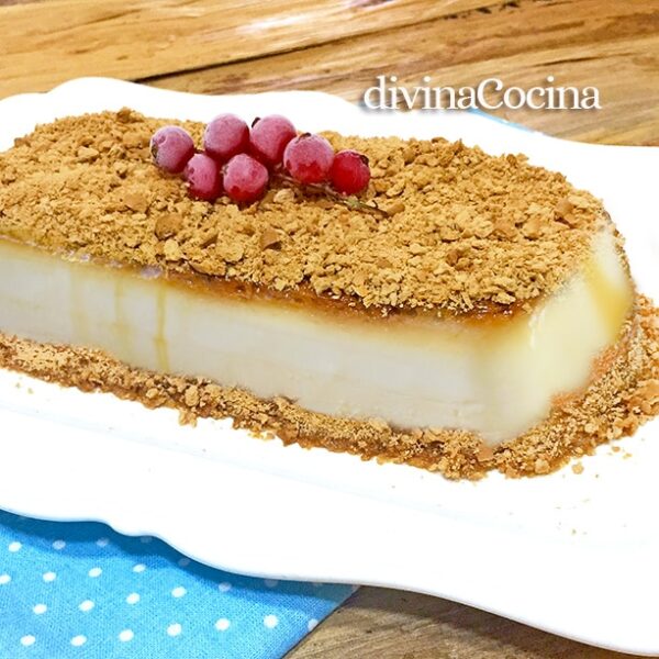 Flan de nata y galletas