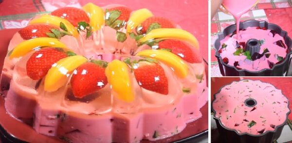 Gelatina de fresa y durazno ” By Gina ” Si te gusta dinos HOLA y dale a Me Gusta MIREN…