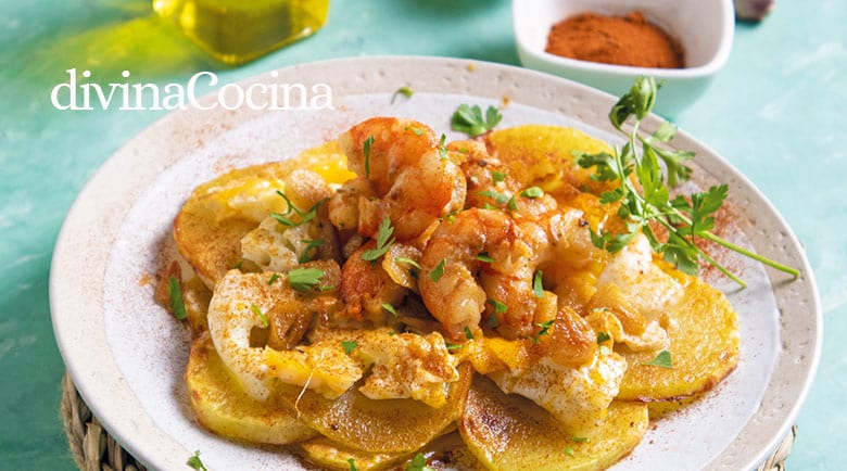 huevos fritos con gambones al ajillo huevos fritos con gambones al ajillo