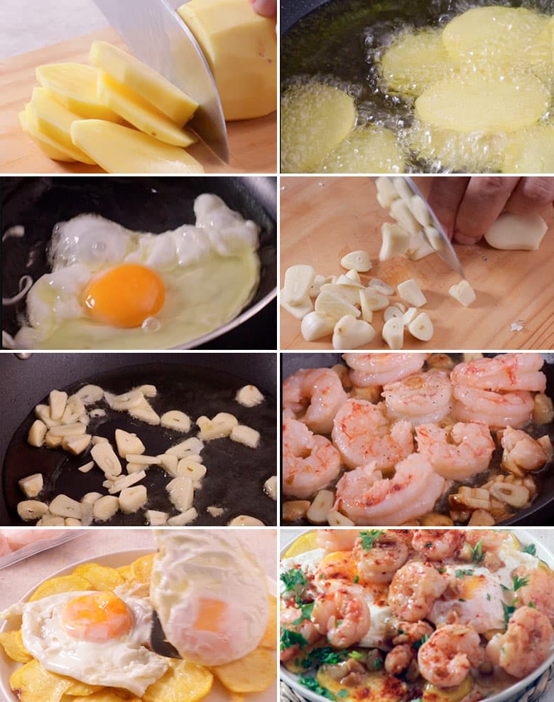 huevos fritos con gambones al ajillo paso paso huevos fritos con gambones al ajillo paso paso