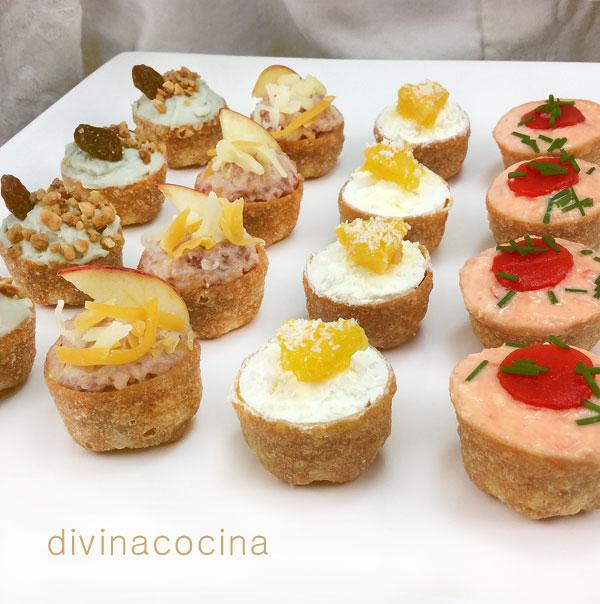 Tartaletas saladas variadas para aperitivos Tartaletas saladas variadas para aperitivos