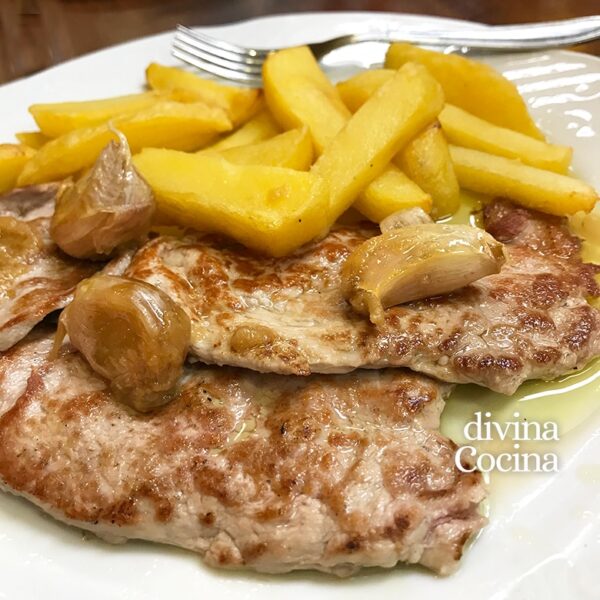 Lomo de cerdo al ajillo