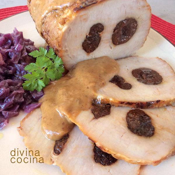 Lomo de cerdo relleno de ciruelas