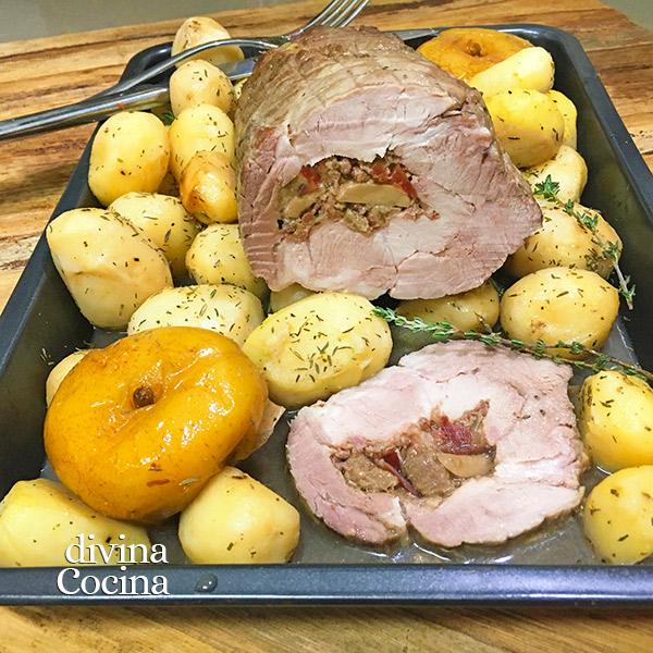 Lomo de cerdo rellenos con setas y jamón