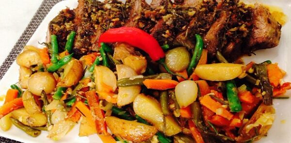 Maminha de Forno com Legumes Assados