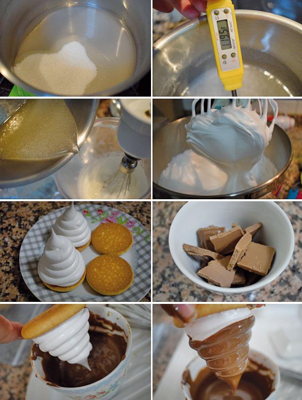 merengues con chocolate paso a paso