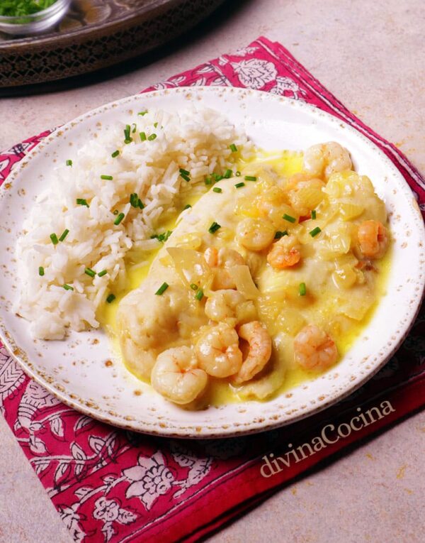 Merluza al curry estilo hindú