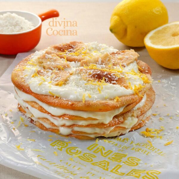 Milhojas de coco y limón con Tortas de Inés Rosales