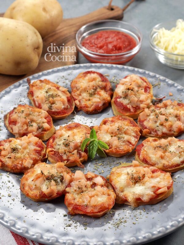 Mini pizzas con base de patata
