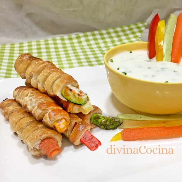 Palitos de hojaldre y verduras