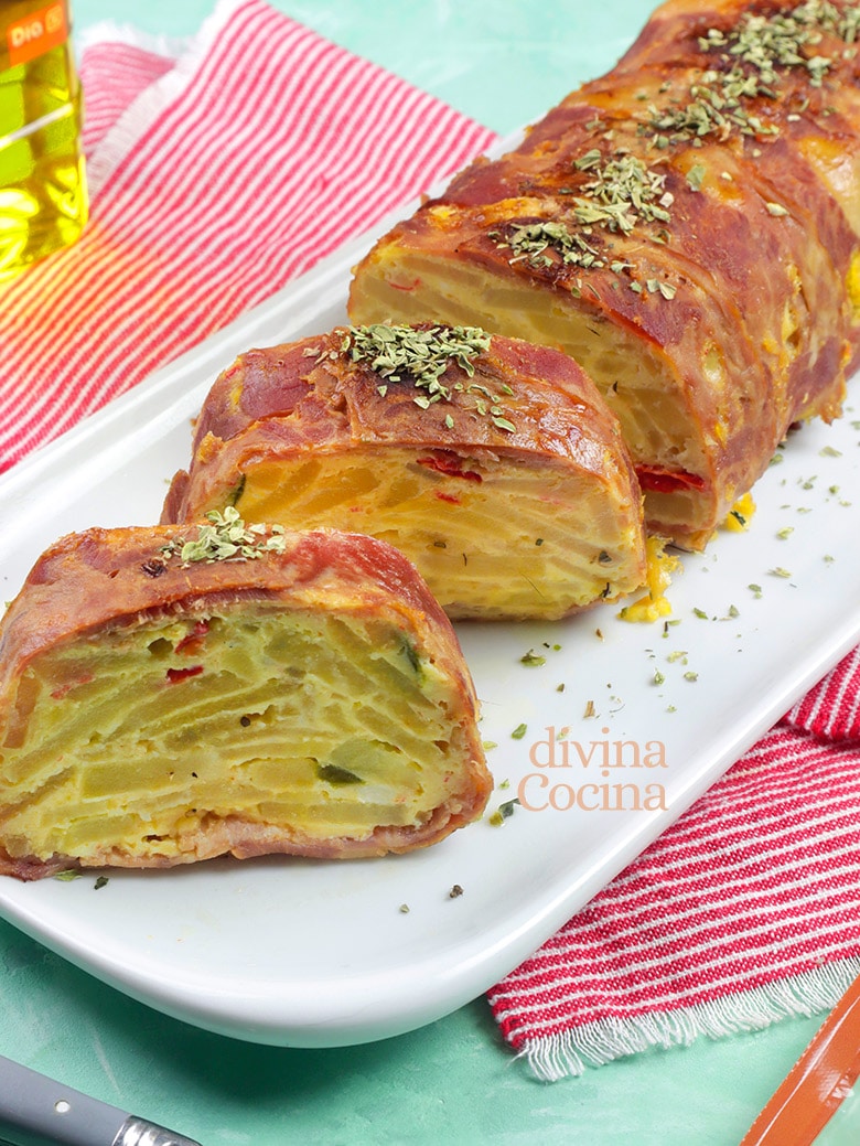 pastel de tortilla de patata bacon