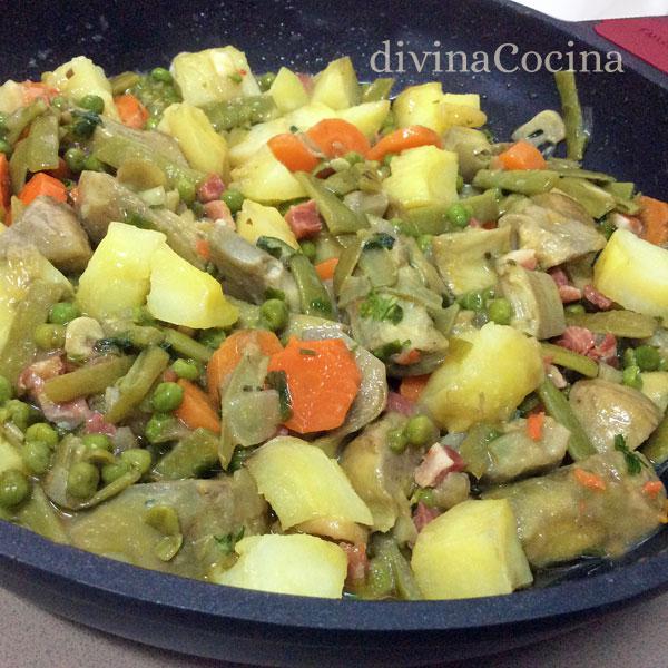 patatas con menestra de verduras