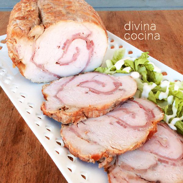 Pechuga de pavo rellena de jamón y queso
