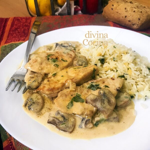 Pechugas con nata y champiñones