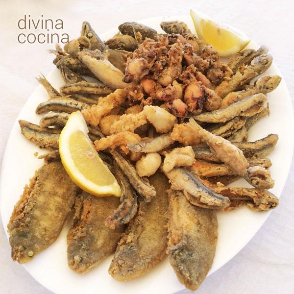 Receta de pescaito frito. Fritura andaluza de pescado Pescaito frito. Fritura andaluza de pescado