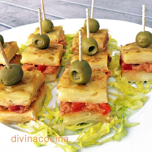 Pinchos de tortilla rellena