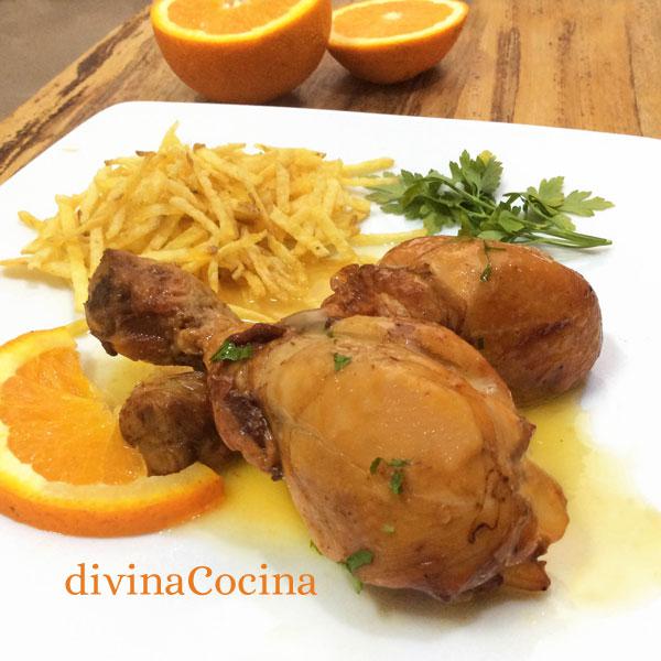 Pollo al horno a la naranja