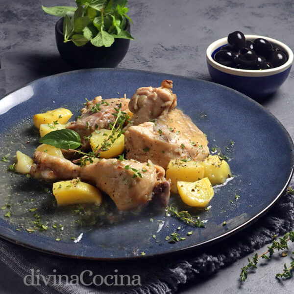 Pollo guisado en microondas