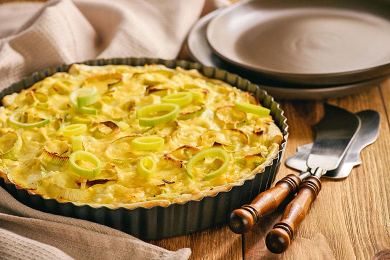 quiche de puerros y jamon